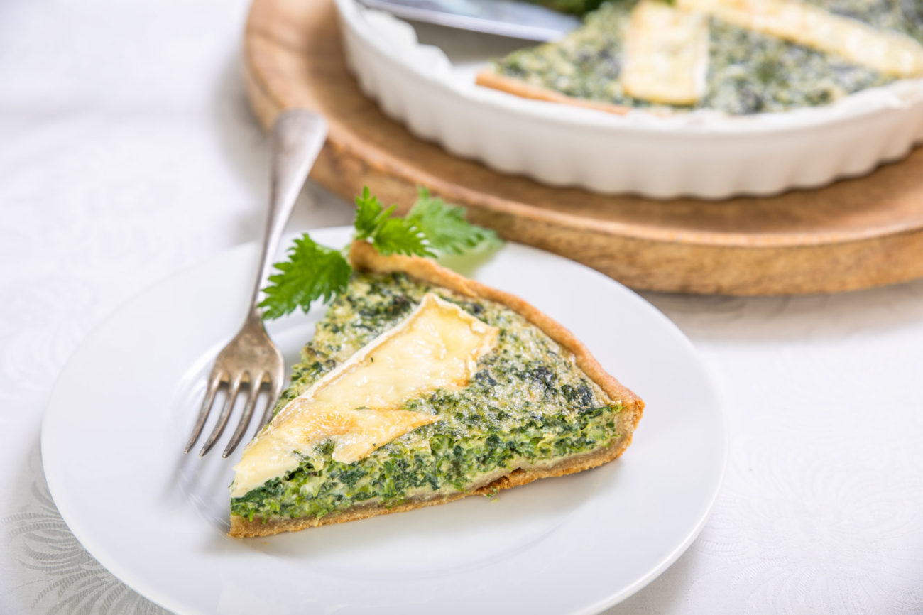 Quiche s kopřivovo-špenátovou náplní